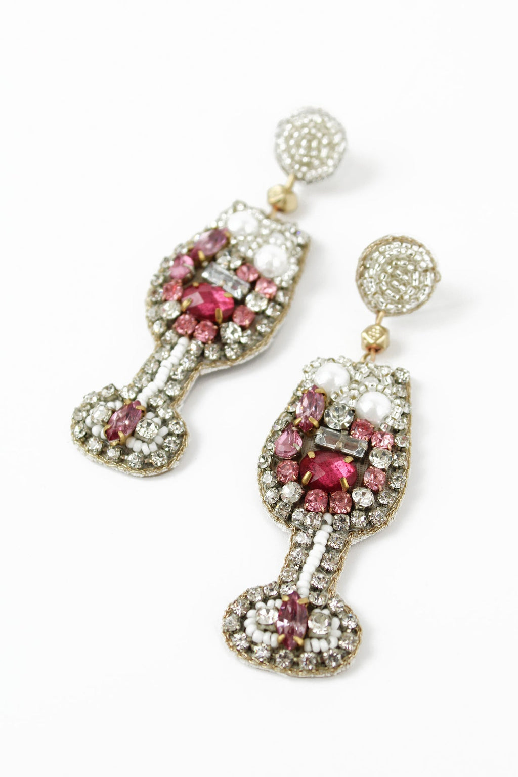 PINK CHAMPAGNE GLASS EARRINGS