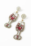 PINK CHAMPAGNE GLASS EARRINGS