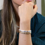 Silver plated polished small hearts stretch bracelet