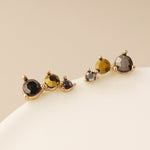 Golden triple black mix crystal ear climbers