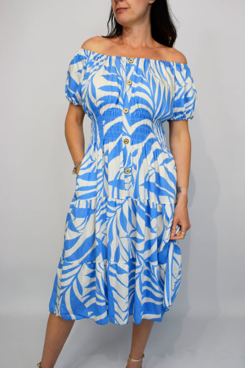 Aztec Print Button Front Midi Dress