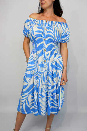 Aztec Print Button Front Midi Dress