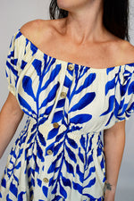 Big Bold Leaf Button Front Midi Dress