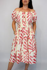 Big Bold Leaf Button Front Midi Dress