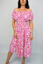 Coloured Paisley Flower Button Midi