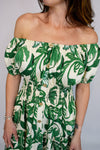 Big Coloured Leaf Button Midi Dress
