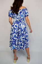 Big Coloured Leaf Button Midi Dress