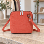 Soft Suede-Effect Double-Zip Crossbody Bag