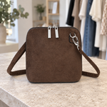 Soft Suede-Effect Double-Zip Crossbody Bag