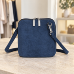 Soft Suede-Effect Double-Zip Crossbody Bag