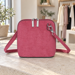 Soft Suede-Effect Double-Zip Crossbody Bag