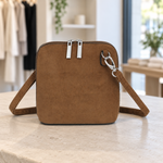 Soft Suede-Effect Double-Zip Crossbody Bag