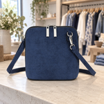 Soft Suede-Effect Double-Zip Crossbody Bag