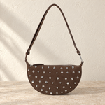 Studded Half-Moon Shoulder Bag