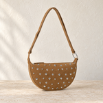 Studded Half-Moon Shoulder Bag