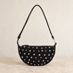 Studded Half-Moon Shoulder Bag