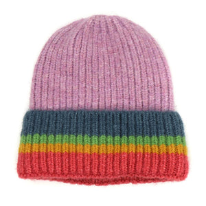 Lilac mix striped edge beanie