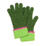 Recycled mix green contrast wrist gloves