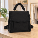 Sherpa-Trim Suede-Effect Backpack