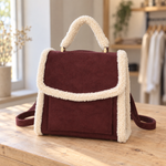 Sherpa-Trim Suede-Effect Backpack
