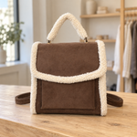 Sherpa-Trim Suede-Effect Backpack