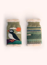 Puffin Fluffy-Lined Wrist Warmers – Moss