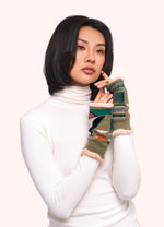 Puffin Fluffy-Lined Wrist Warmers – Moss