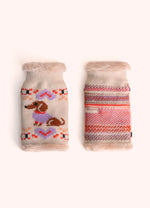 Sausage Dog Fluffy-Lined Wrist Warmers – Cream