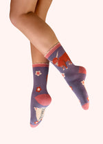 Powder Highland Cow Bamboo Ankle Socks
