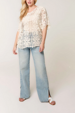 FLORAL CROCHET RELAXED TOP