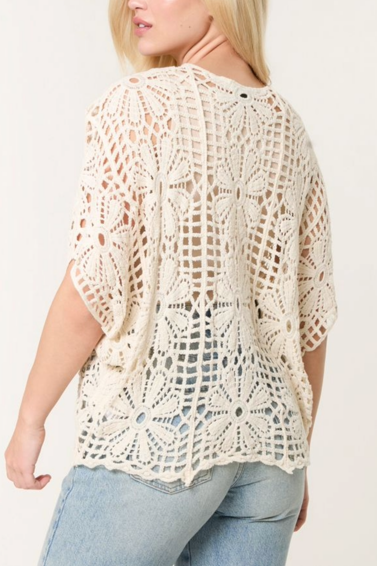 FLORAL CROCHET RELAXED TOP