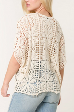 FLORAL CROCHET RELAXED TOP