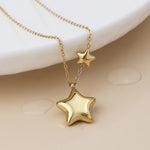 Waterproof gold plated double star necklace