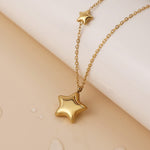 Waterproof gold plated double star necklace