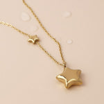 Waterproof gold plated double star necklace