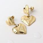 Waterproof gold plated double polished heart earrings