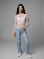 Floral Print Mesh Top