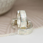 Silver plated white opalite huggie hoop earrings 3845
