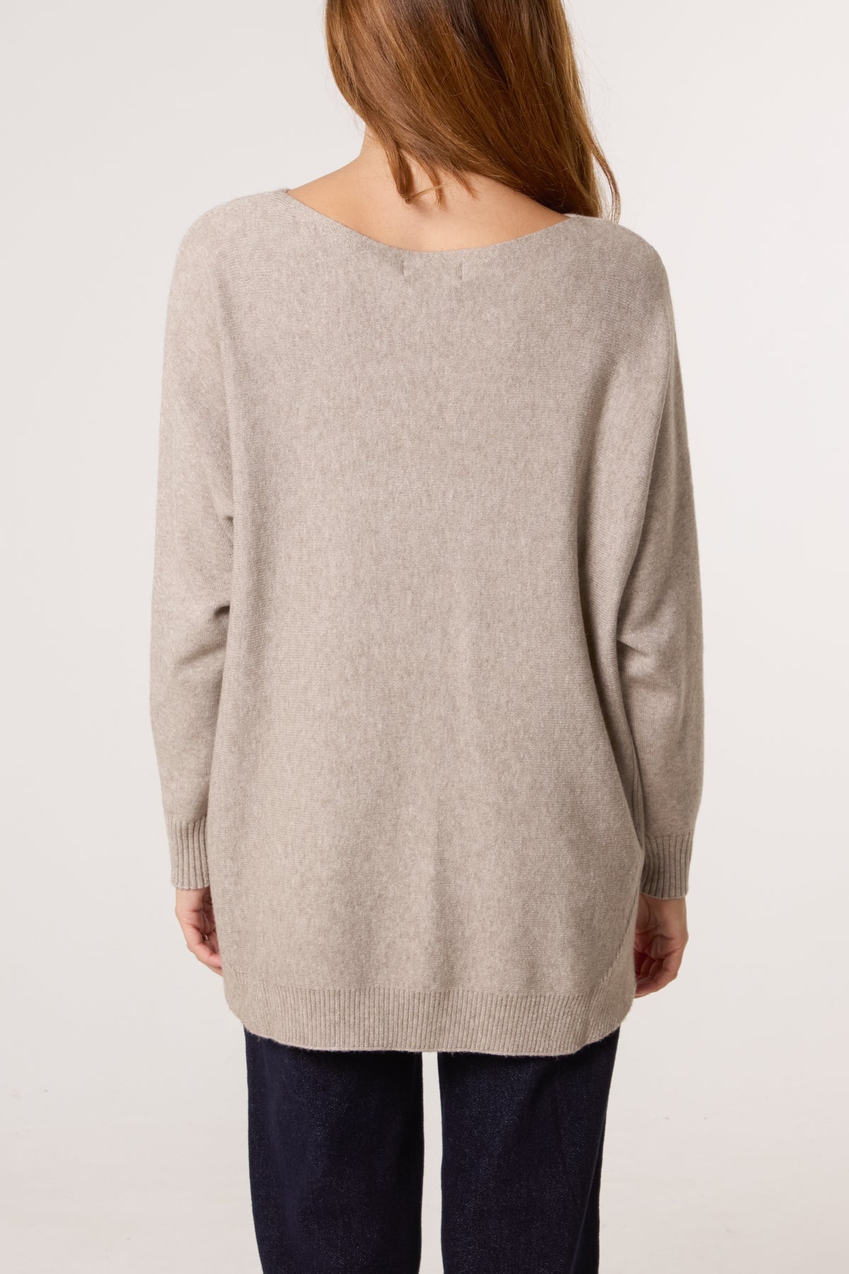 Pocket & Side Button Slash Neck Jumper