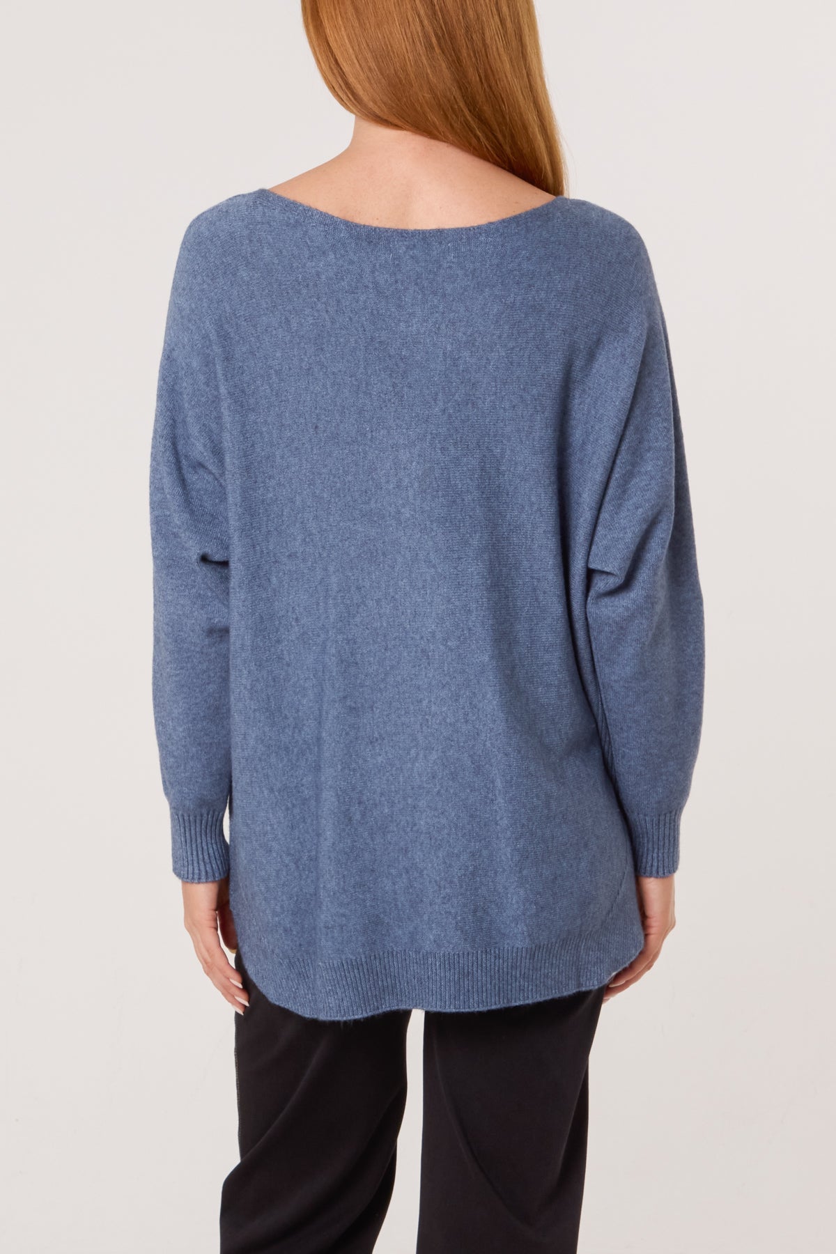 Pocket & Side Button Slash Neck Jumper