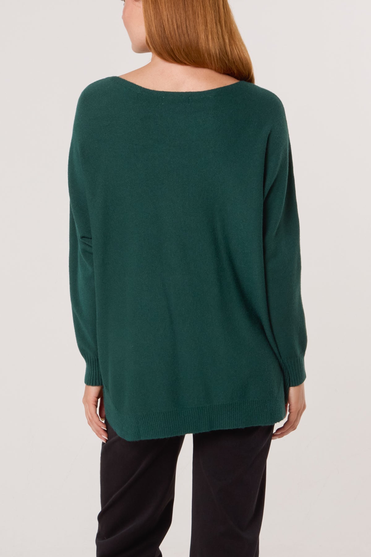Pocket & Side Button Slash Neck Jumper