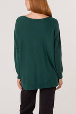 Pocket & Side Button Slash Neck Jumper