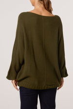 V-Neck Textured Batwing Jumper
