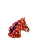Folk Horse Beaded Brooch