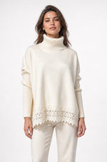 Turtleneck Jumper with Lace Trim