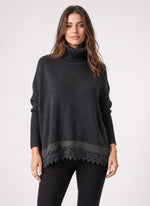 Turtleneck Jumper with Lace Trim