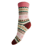 Gemjar Cream, Pink & Brown Scandi Patterned Cosy Socks
