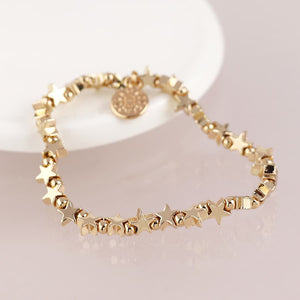 Golden polished stars bead bracelet
