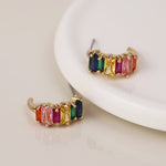 Golden rainbow crystal c-hoop earrings