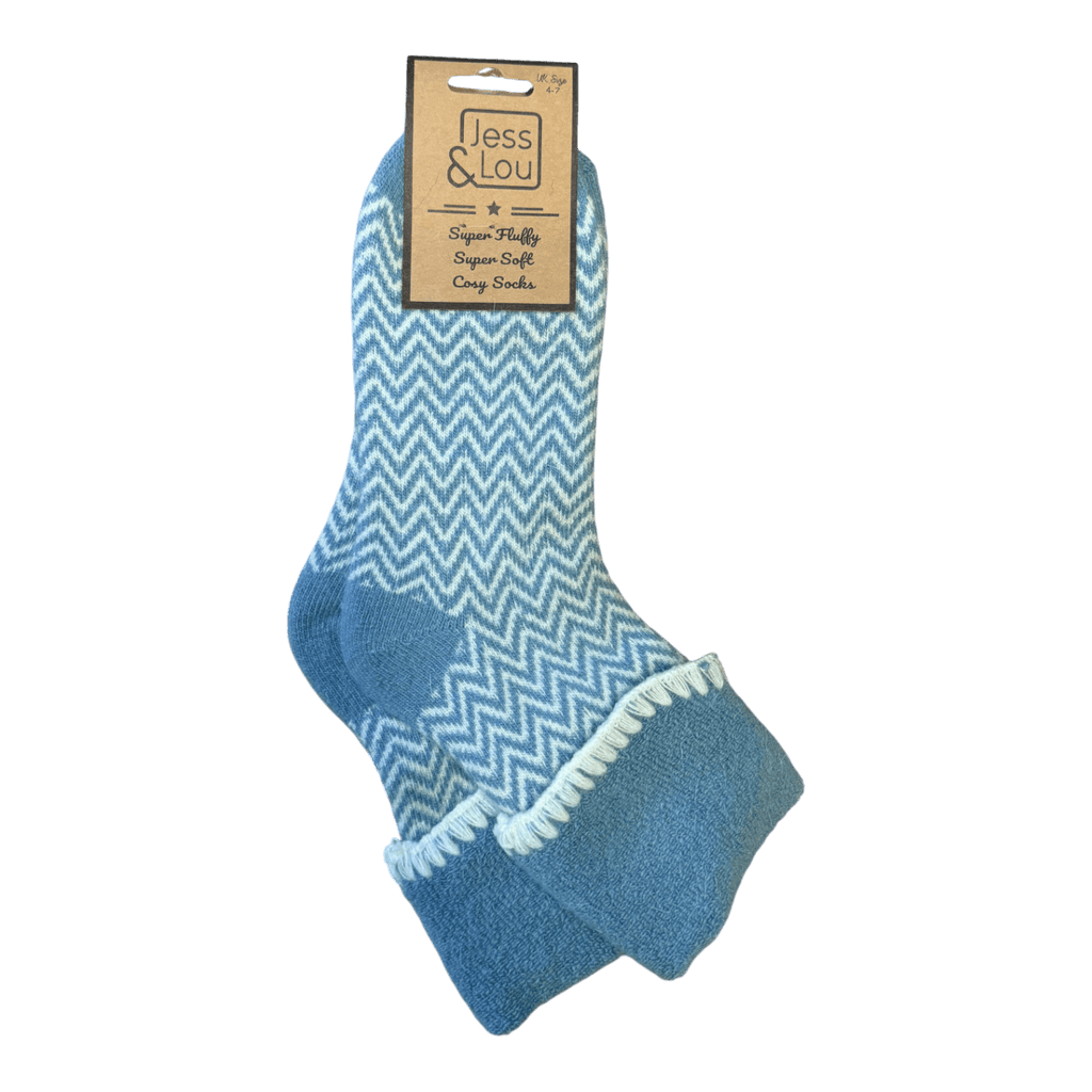 Cornflower Cuff Herringbone Cosy Socks